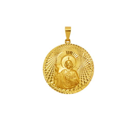 14K Gold San Juditas Round Pendant