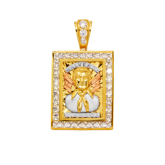 14K Tricolor Gold Malverde Pendant
