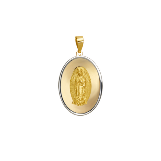 14K Gold Virgencita Oval Pendant