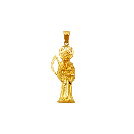14K Gold Santa Muerte Pendant