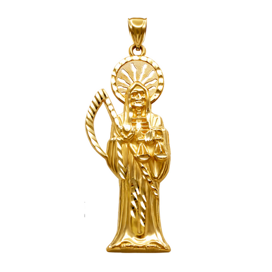 14K Gold Large Santa Muerte Pendant