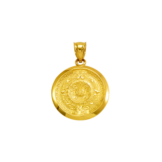 14K Gold Aztec Sun Pendant