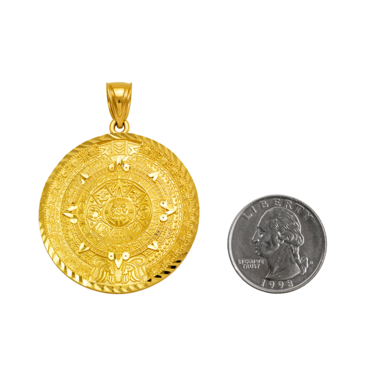 14K Gold Aztec Sun Pendant