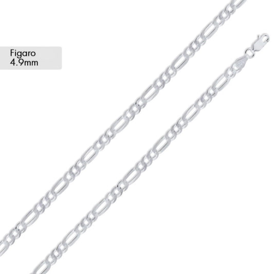 925 Sterling Silver Figaro Chain (4.9MM)