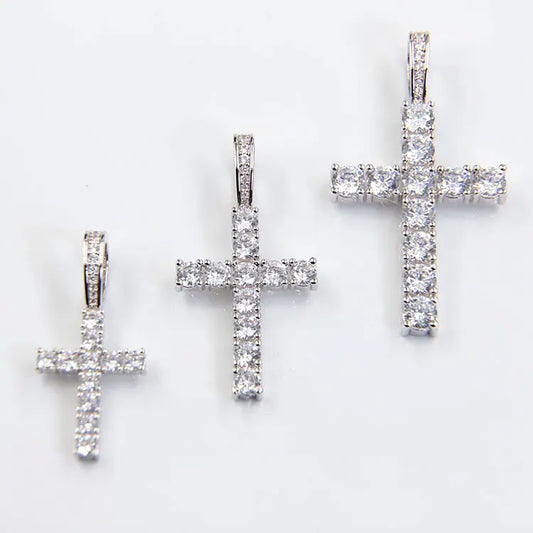 VVS Moissanite Tennis Cross Pendant