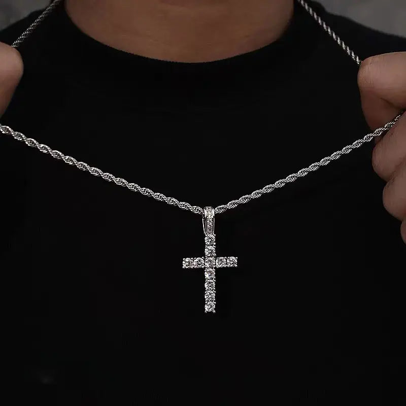 VVS Moissanite Tennis Cross Pendant