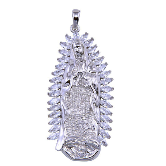925 Sterling Silver Virgencita CZ Pendant