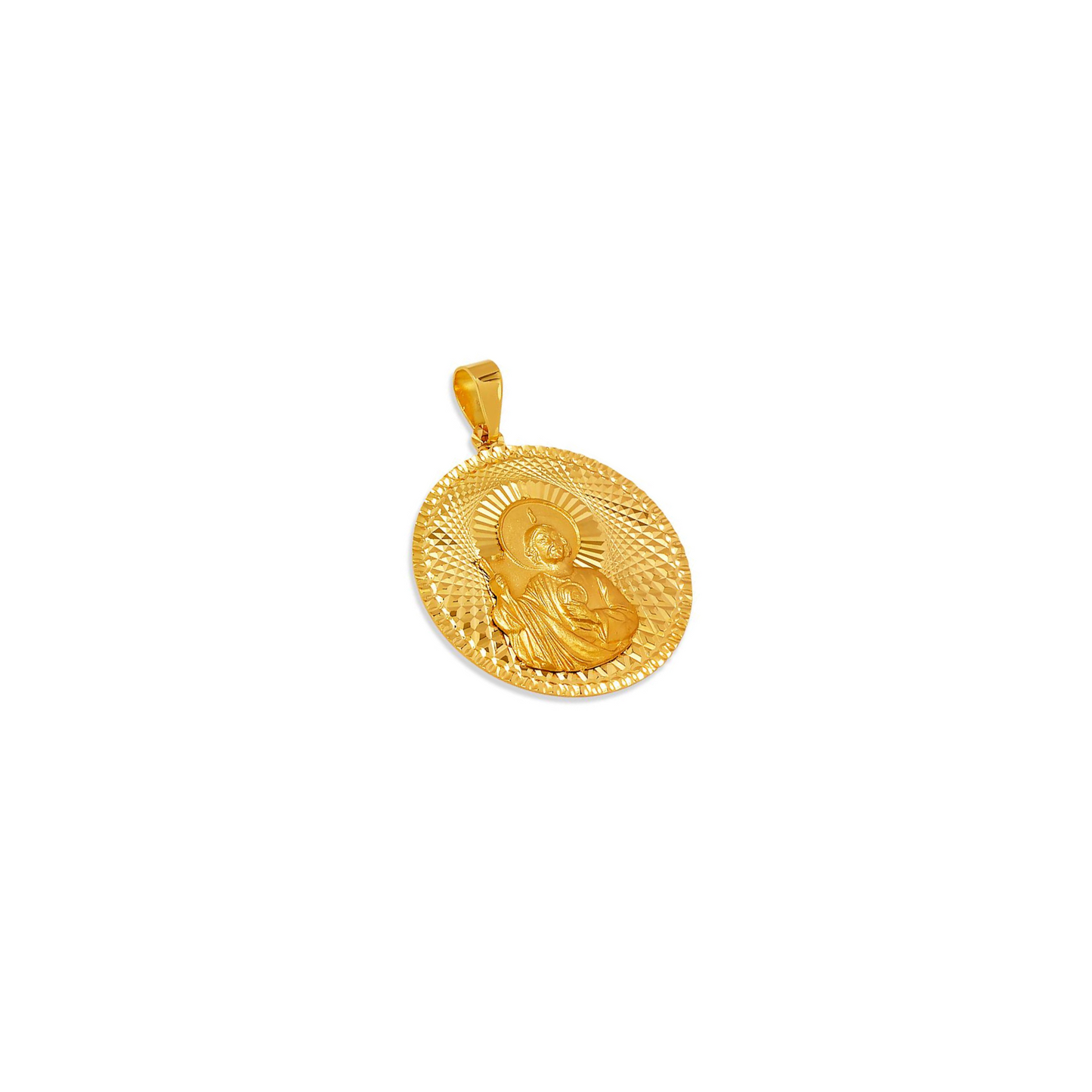 14K Gold San Juditas Round Pendant
