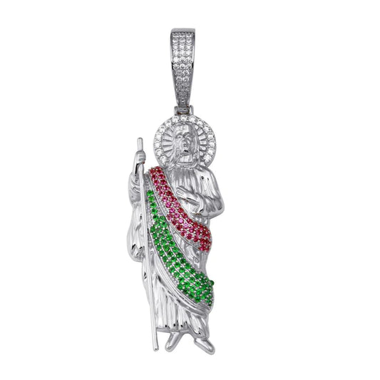 925 Sterling Silver San Juditas Pendant (MEX Stones)