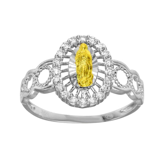 925 Sterling Silver 2 Tone Virgencita Ring