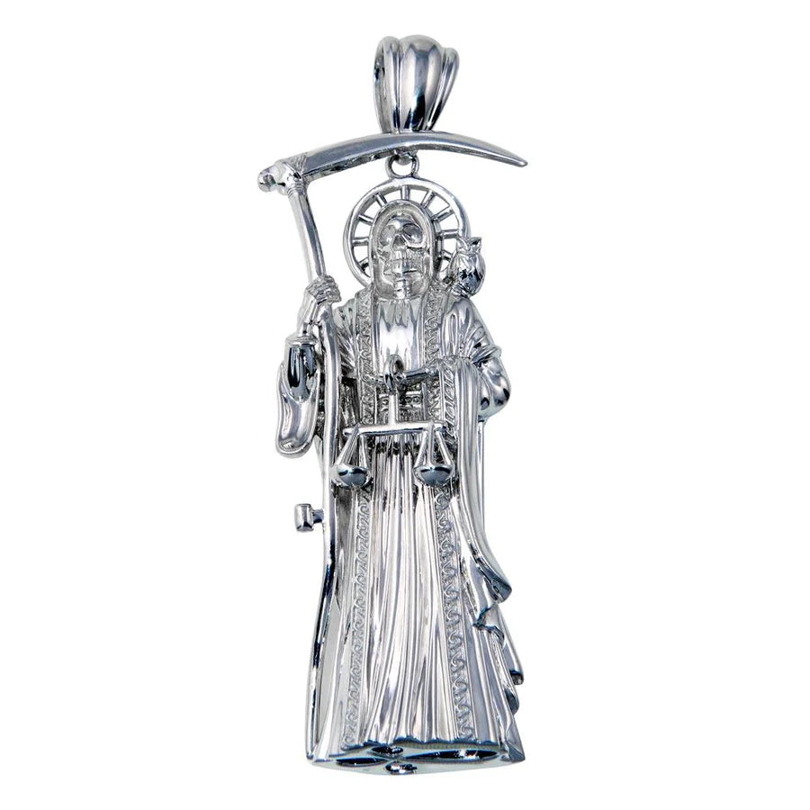 925 Sterling Silver XL Santa Muerte Pendant