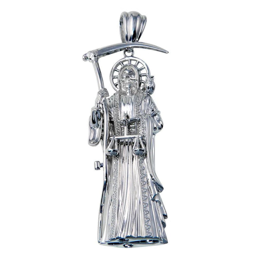 925 Sterling Silver XL Santa Muerte Pendant