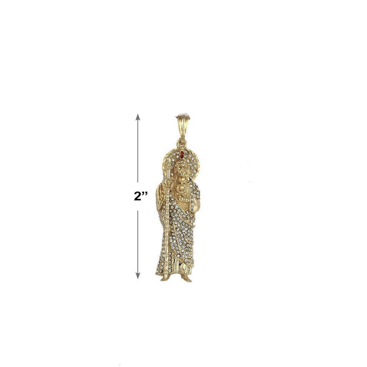 Small Bust Down San Judas Tadeo Chain (White Stones)