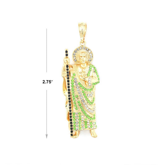 San Judas Tadeo Chain (White/Green/Black Stones)