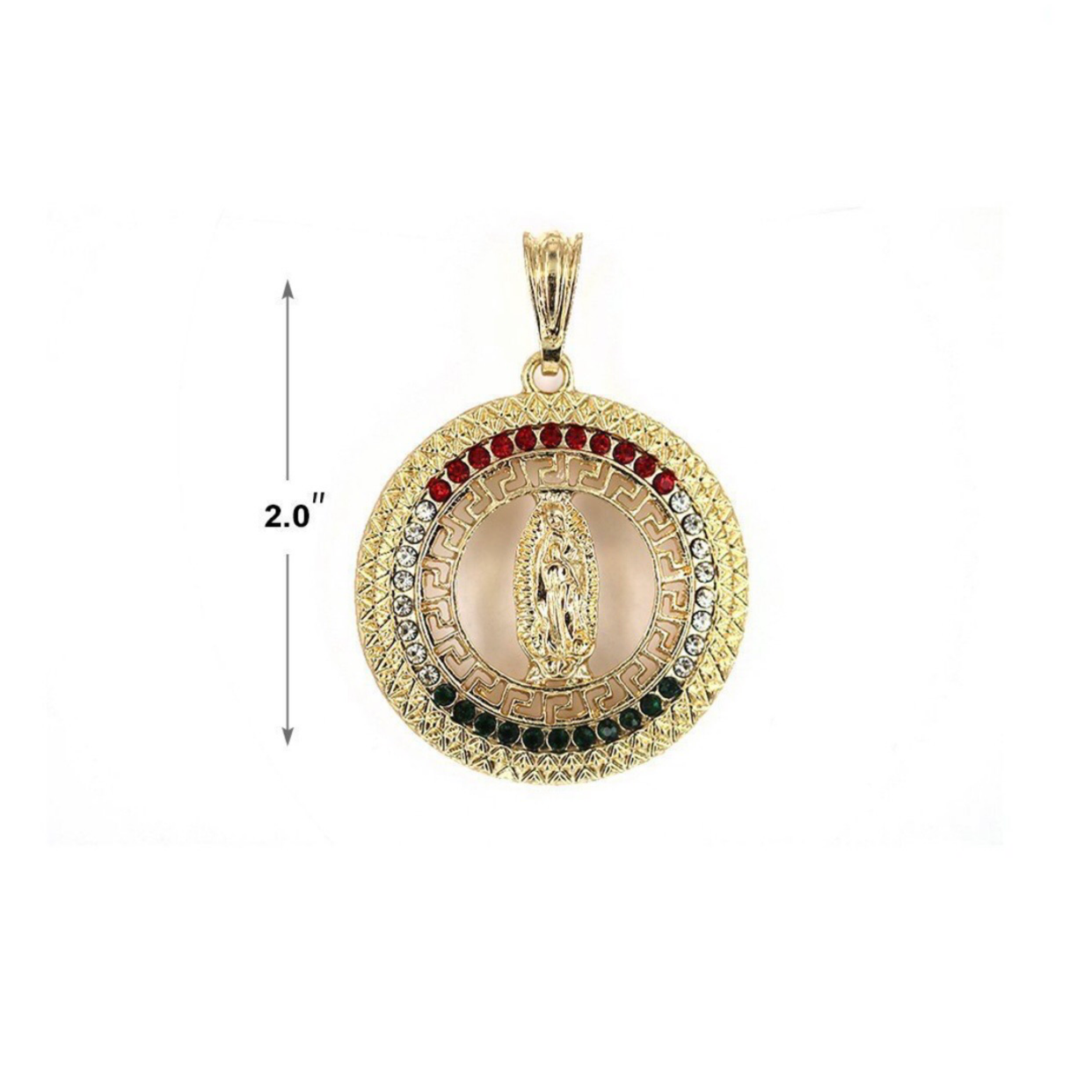 Virgen De Guadalupe Greek Pattern Chain (MEX Stones)