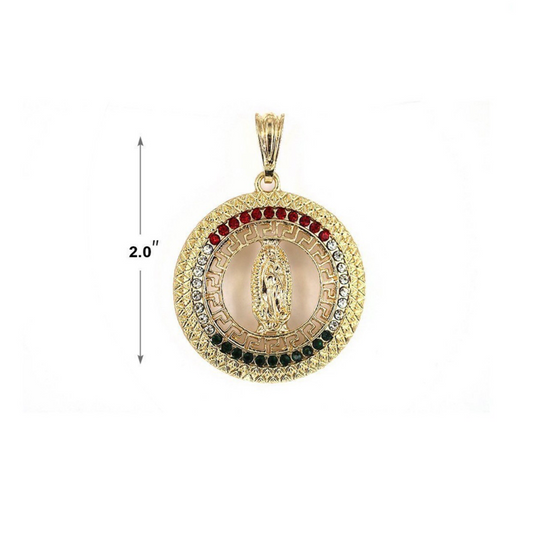 Virgen De Guadalupe Greek Pattern Chain (MEX Stones)