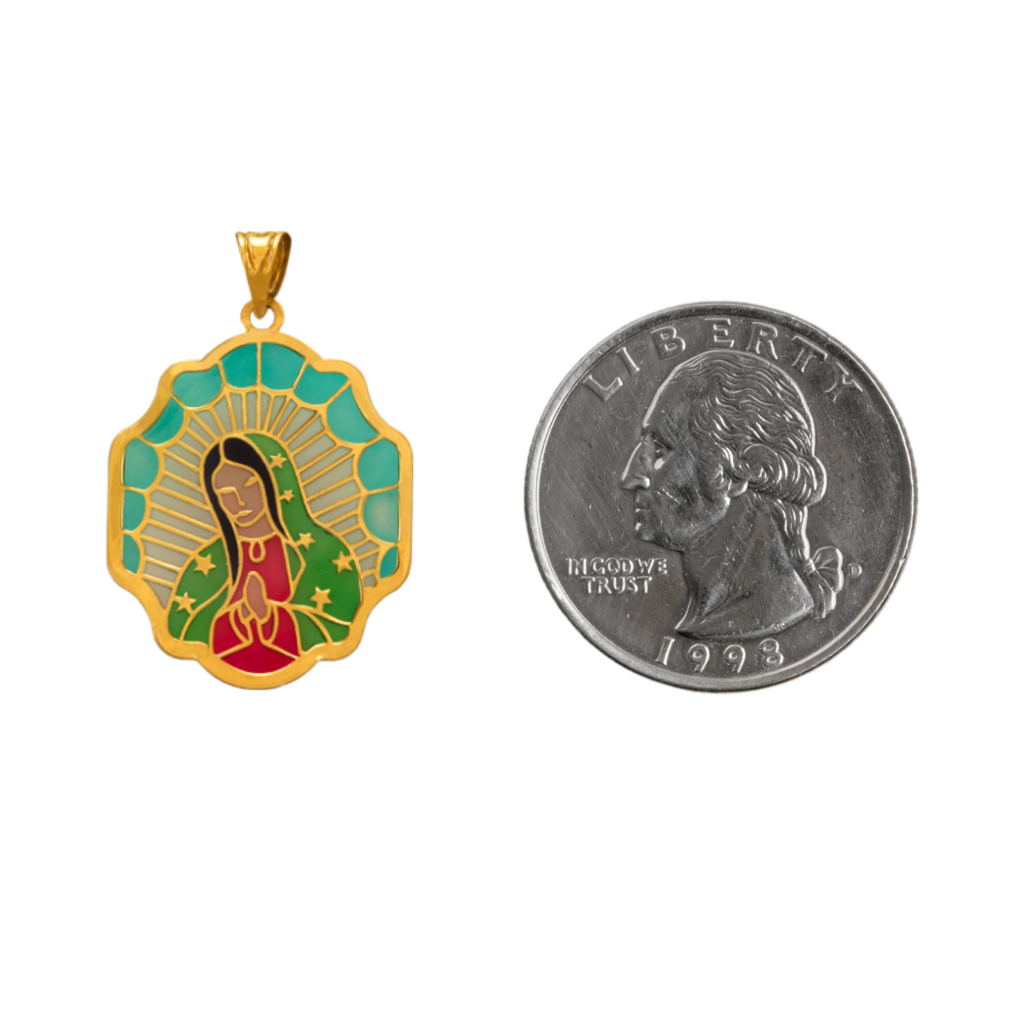 14K Gold Virgencita Pendant