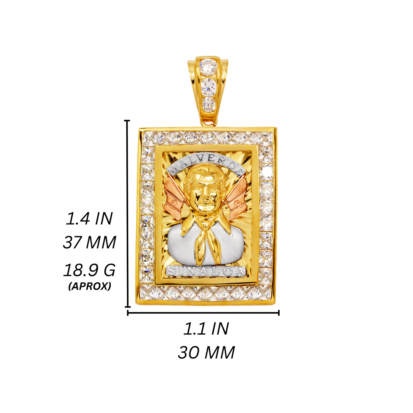 14K Tricolor Gold Malverde Pendant