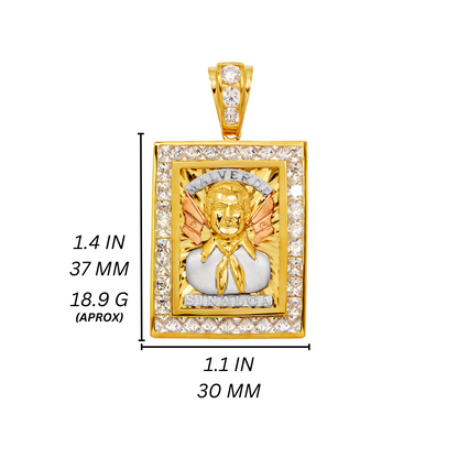 14K Tricolor Gold Malverde Pendant