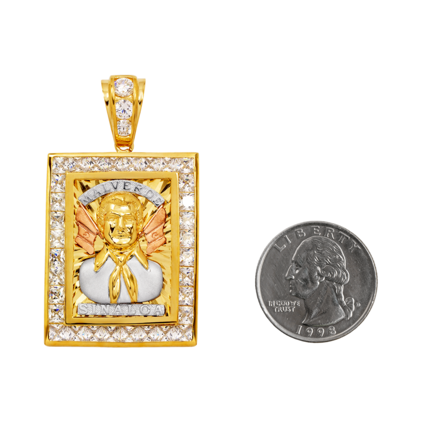 14K Tricolor Gold Malverde Pendant