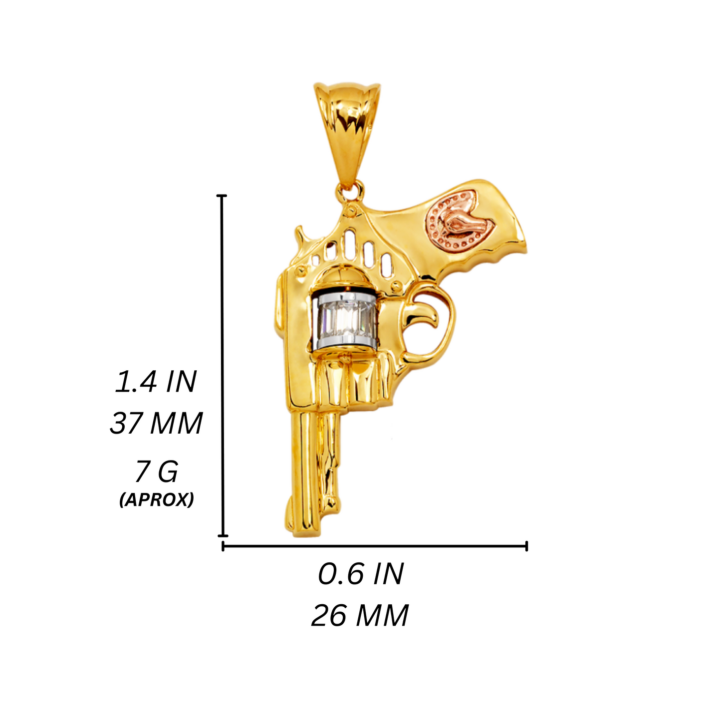14K Gold Revolver Pendant