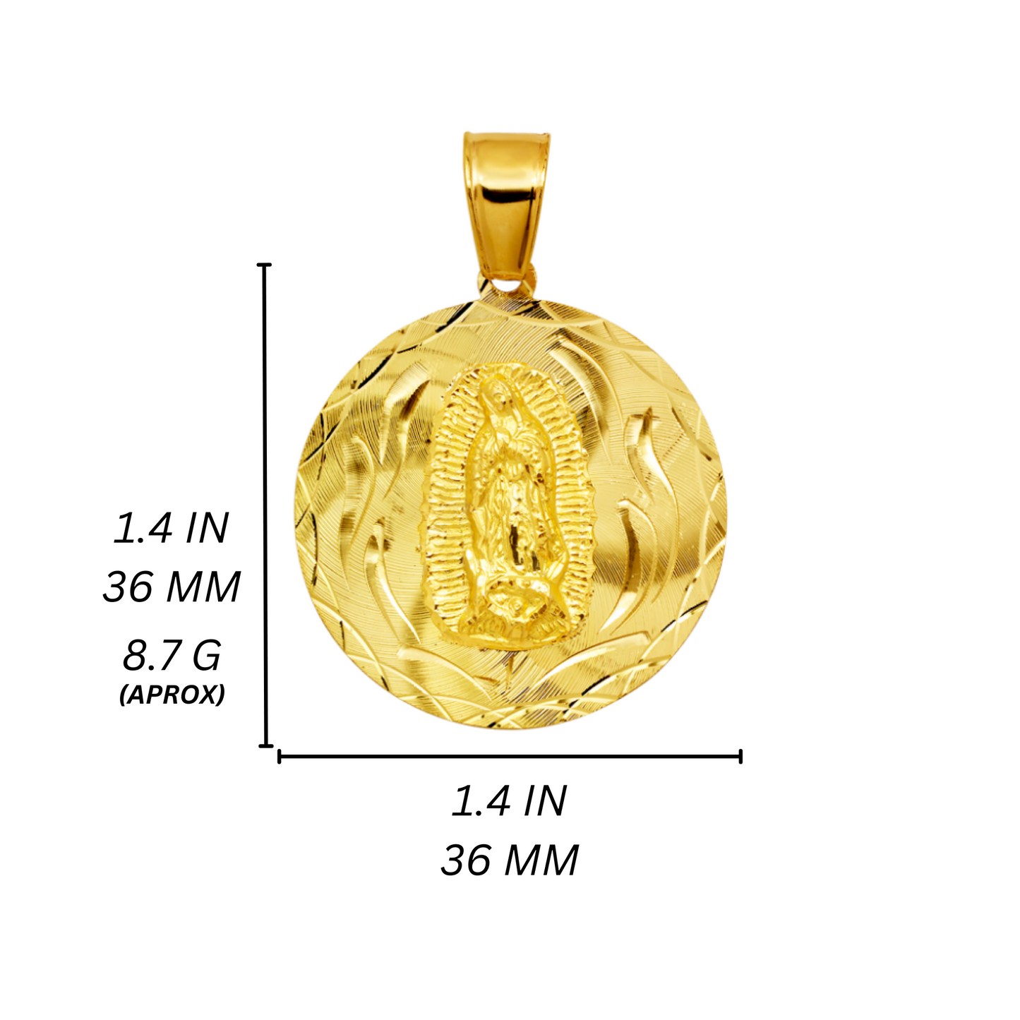 14K Gold Virgencita Round Pendant