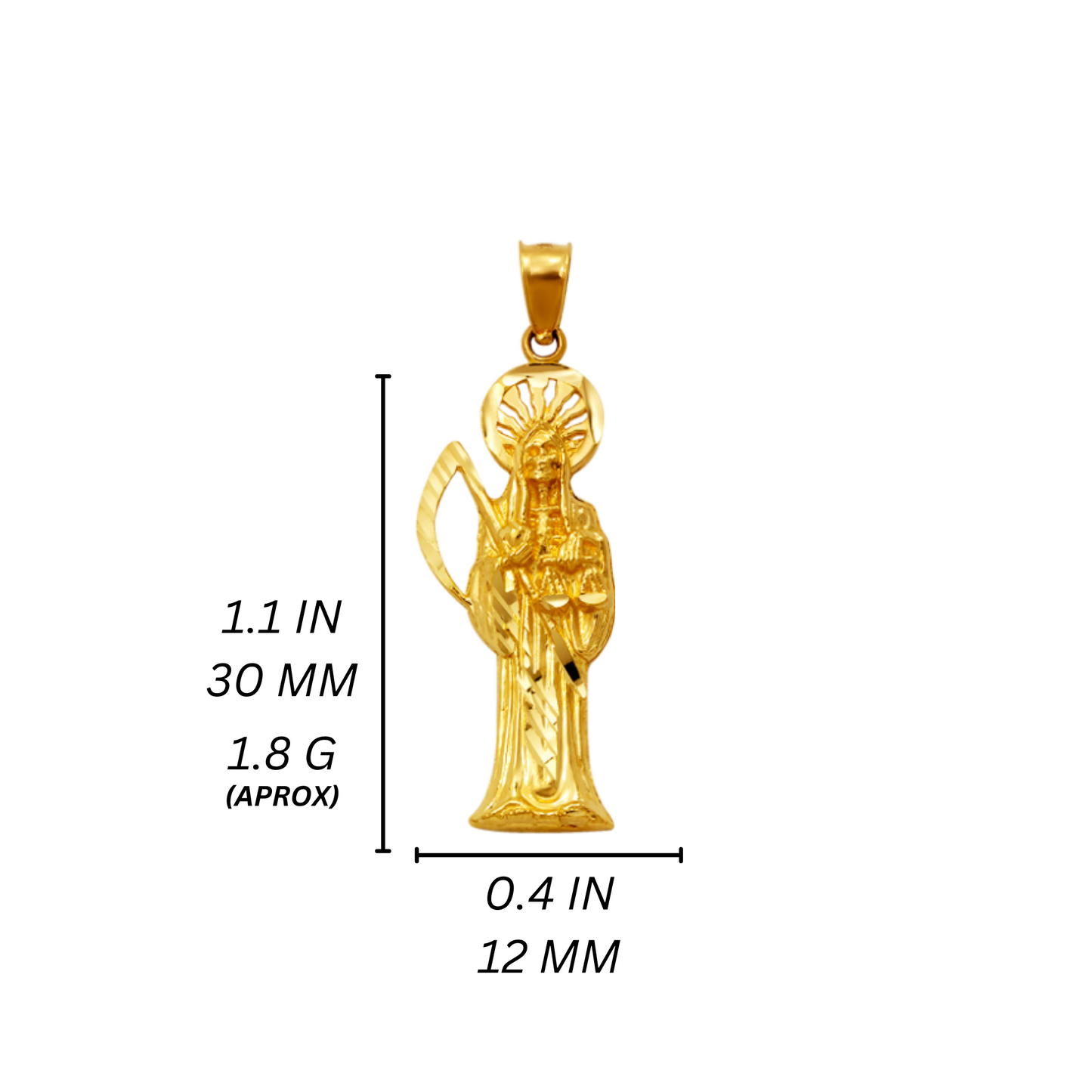14K Gold Santa Muerte Pendant