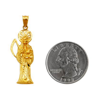 14K Gold Santa Muerte Pendant