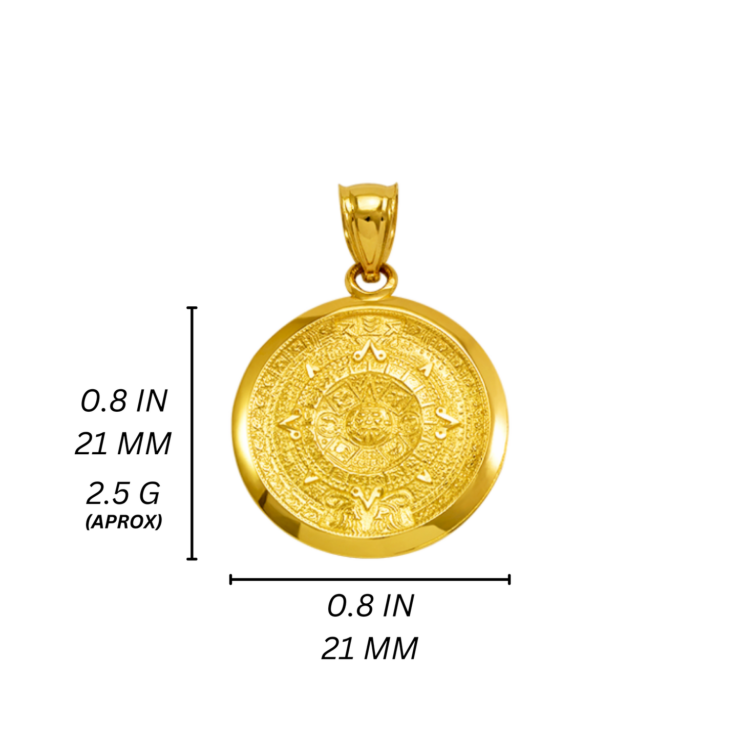 14K Gold Aztec Sun Pendant