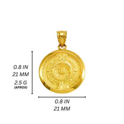14K Gold Aztec Sun Pendant