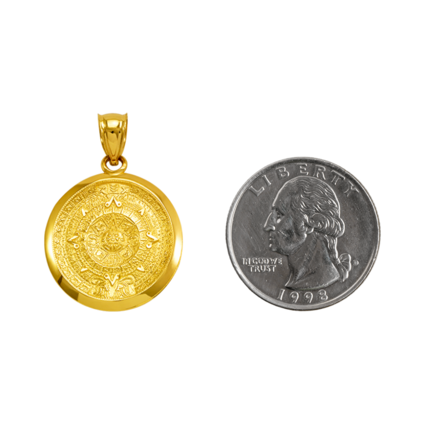 14K Gold Aztec Sun Pendant