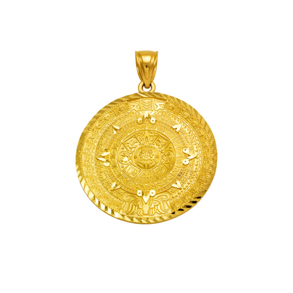 14K Gold Aztec Sun Pendant