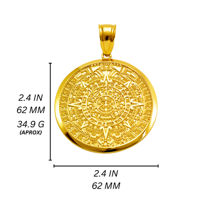 14K Gold Large Aztec Sun Pendant