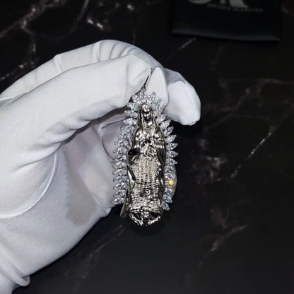 925 Sterling Silver Virgencita CZ Pendant