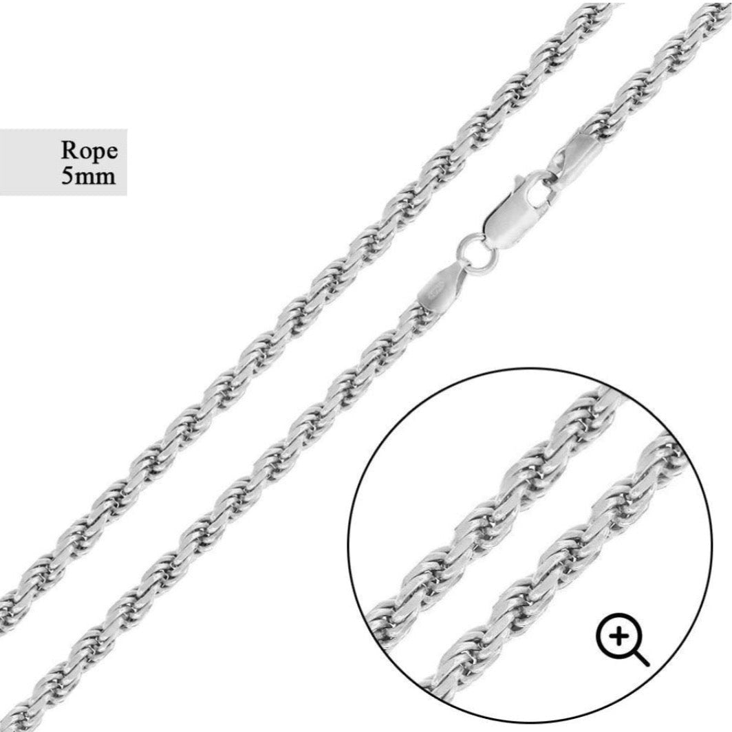 925 Sterling Silver Rope Chain (5MM)