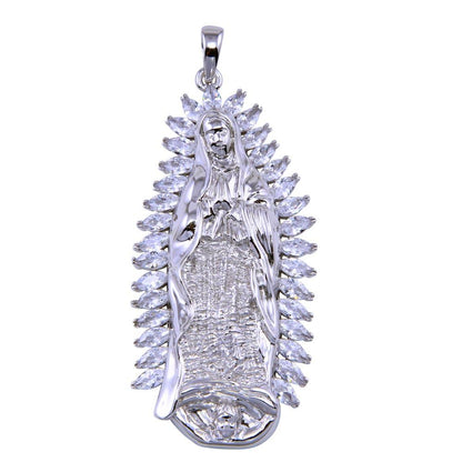 925 Sterling Silver Virgencita CZ Pendant