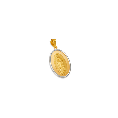 14K Gold Virgencita Oval Pendant