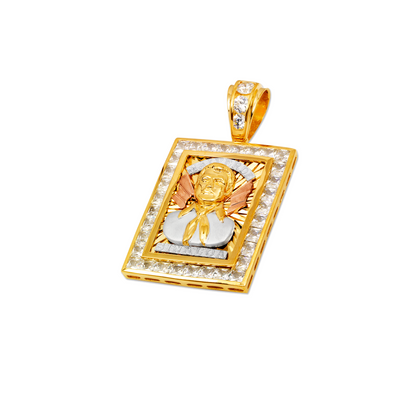 14K Tricolor Gold Malverde Pendant