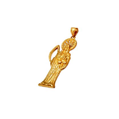 14K Gold Large Santa Muerte Pendant