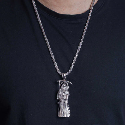 925 Sterling Silver XL Santa Muerte Pendant