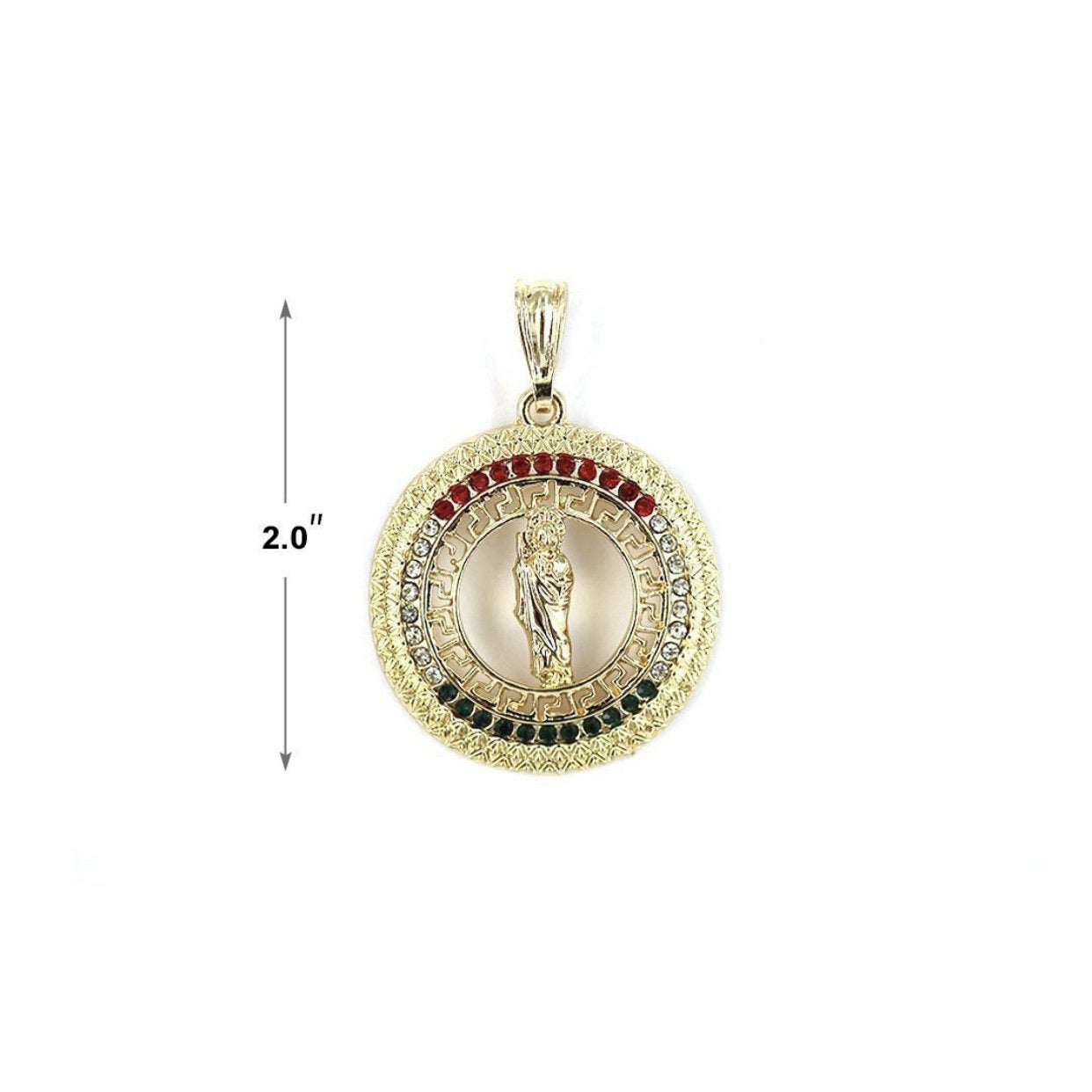 San Judas Greek Pattern Chain (MEX Stones)