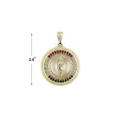 San Judas Greek Pattern Chain (MEX Stones)