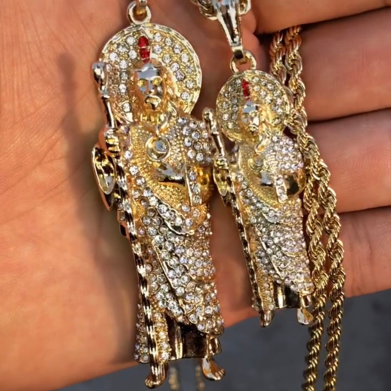Bust Down San Judas Tadeo Chain (White Stones)