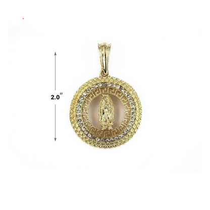 Virgen De Guadalupe Greek Pattern Chain (White Stones)