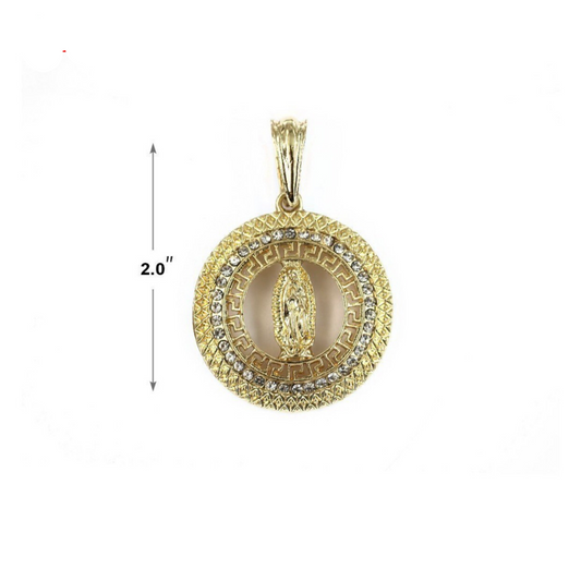 Virgen De Guadalupe Greek Pattern Chain (White Stones)