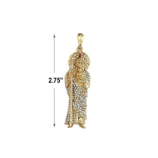 Bust Down San Judas Tadeo Chain (White Stones)